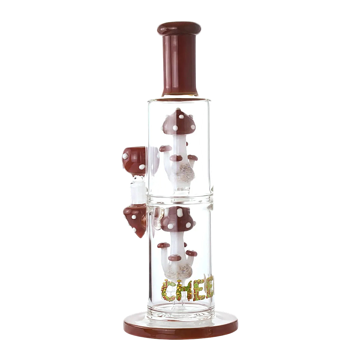 Cheech Double Mushroom Bunch Perc Staright Waterpipe (CH-337) | 12.5 inches | Assorted Colors product image